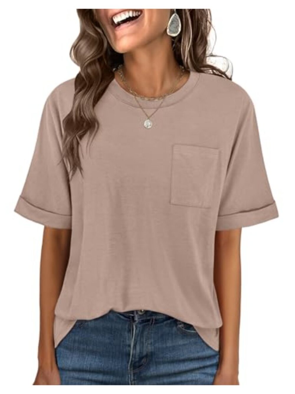 Oversized Crew Neck Short Sleeve T-Shirt Soft Summer Tee